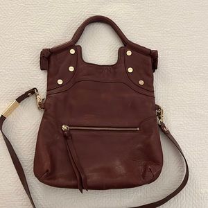 Foley + Corinna Small Maroon Leather Handle Bag